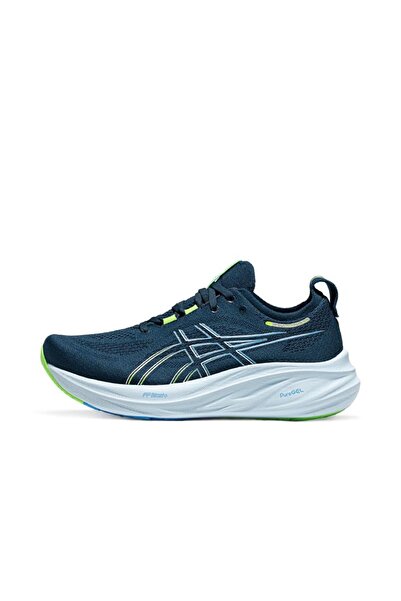 Asics Men and Women Gel-Nimbus 26 Outdoor Running Sneakers Dark Blue/Bright G...