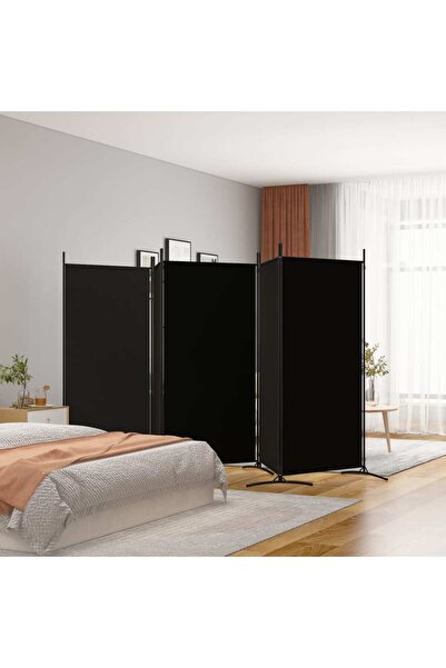 vidaxl 5-Panel Room Divider Black 433x180 cm Fabric
