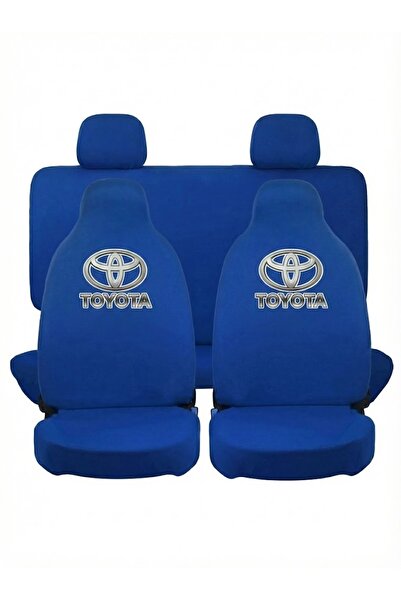 Vemaks Oto Aksesuar غطاء مقعد السيارة الأزرق المطبوع عليه شعار تويوتا، طقم أم...
