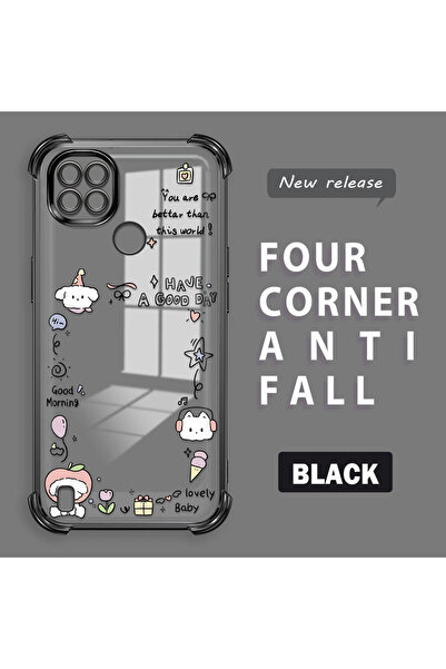 ucuc حافظة حماية من السيليكون الشفاف المتوافقة مع Realme C21، نمط إبداعي