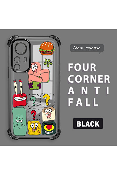 ucuc حافظة حماية من السيليكون الشفاف المتوافقة مع Mi 12T، سبونج بوب