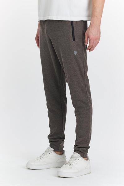 Marco Ferry Men's Cotton Pique Zippered Pocket Sweatpants Brown 5478-K