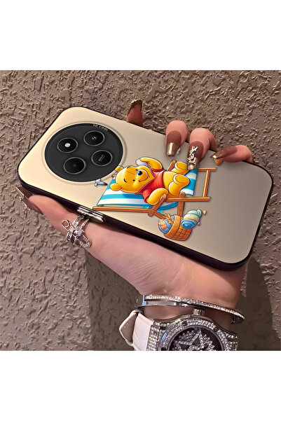 Hontinga حافظة رقيقة وصلبة متوافقة مع كاميرا Redmi 14C 4G مع نمط دب لطيف