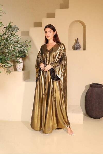 IKKXA Shimmer Fabric Green Luxury Jalabiya