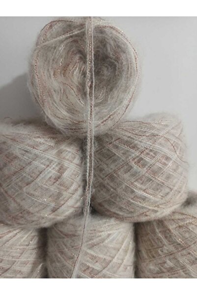 İPEK YÜN İPLİK DÜNYASI Angora Knitting Yarn 2 Ply (Off White) Sim (Copper) Bl...