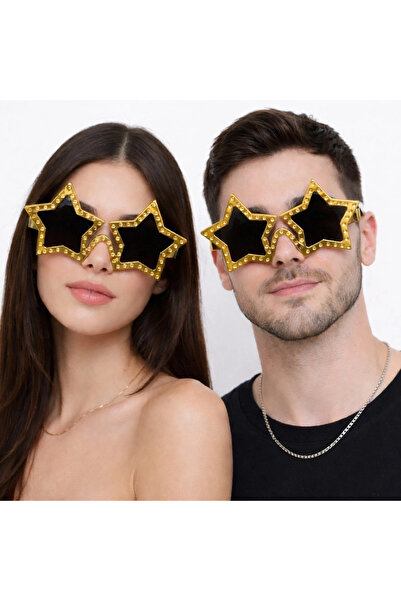 Twin Store Gold Color Disco Star Party Glasses 16X7 cm