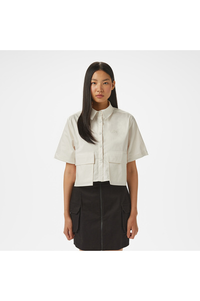 Lacoste Kadın Regular Fit Yarım Kol Krem Gömlek