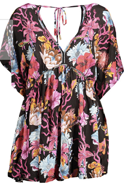 Desigual Desigual women's short dress, short sleeves, V-neck, black, XL