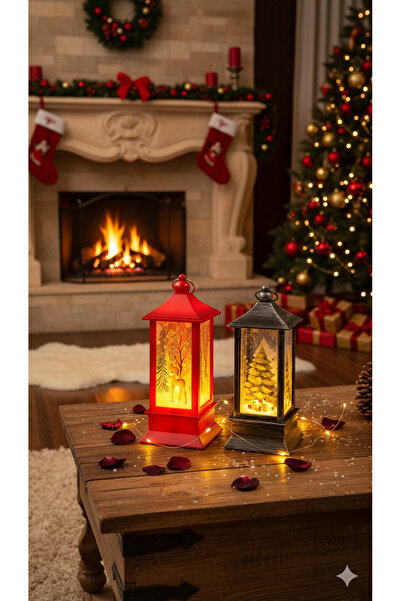 Lexi Bella Dekoratif Nostaljik Fenerler Kış Masalını Odanıza Taşıyın Kırmızı ...
