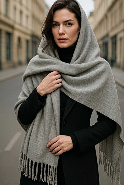 Swana Eșarfă groasă cu ciucuri pentru femei, cu umeri lati și aspect de șal