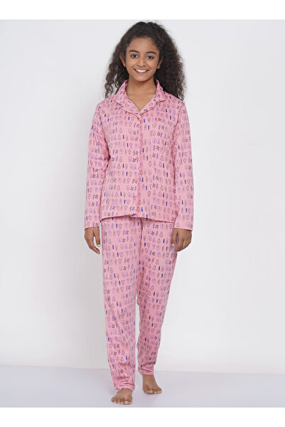 LAUREN SMITH Teen Girl's Pajama Set Long Sleeve Buttoned Top with pants 2 Pie...