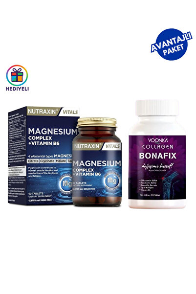 Voonka Collagen Bonafix 90 Tablet + Magnesium Complex 60 Tablet (Pastil Hediy...