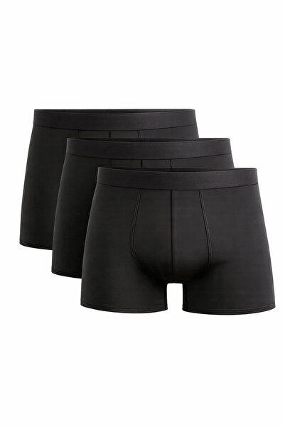 MATERIAL Ανδρικά ελαστικά βαμβακερά μποξεράκια 3 τεμαχίων σε μαύρο χρώμα