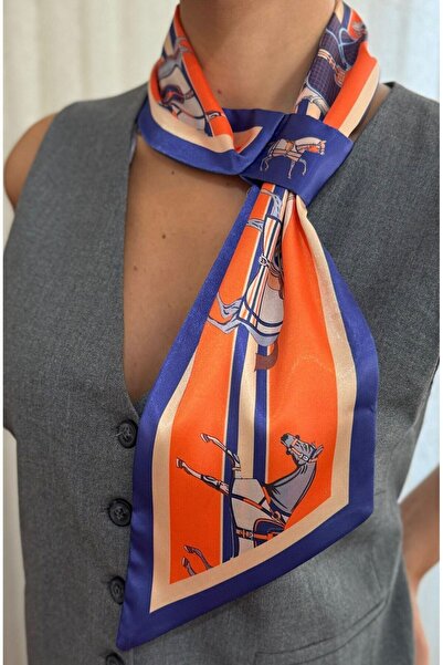 zerzembe Tie Scarf Orange Horse Pattern