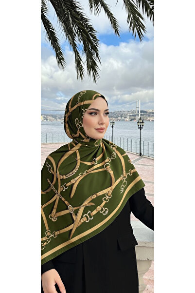 Püsküldükkan Kemer Desen Baskılı Soft Pamuk Şal-Zümrüt