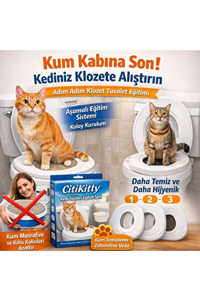 Lİ-ES Kedi Tuvalet Eğitim seti- Klozet Alıştırma Aparatı - Citi Kitty Kedi Tu...