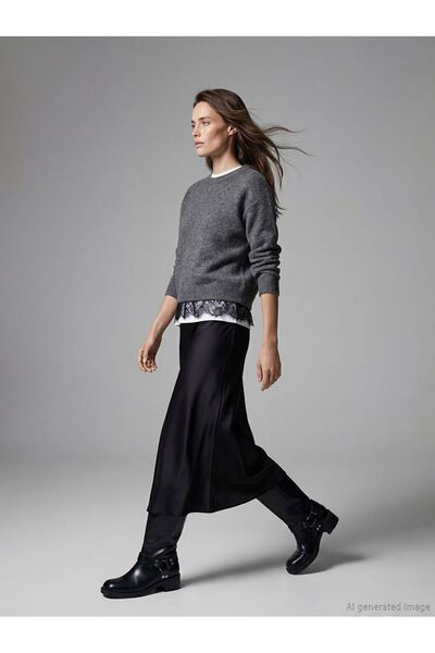 LC Waikiki Lcw Vision Crew Neck Lace Detailed Women's Knitwear Sweater\T