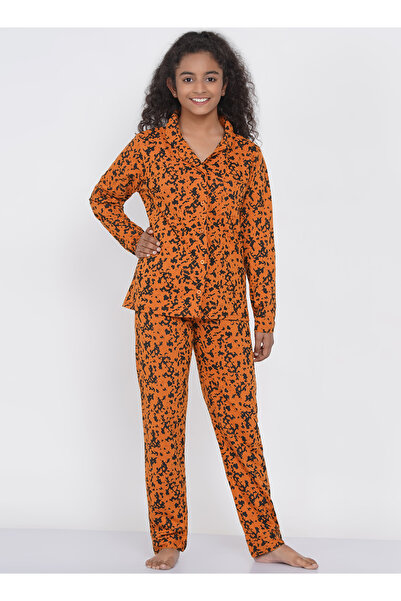 LAUREN SMITH Teen Girl's Pajama Set Long Sleeve Buttoned Top with pants 2 Pie...