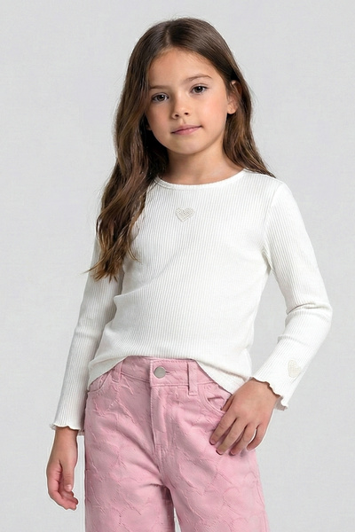 Dmb Body pentru fetiță din material elastic cu broderie de inimă