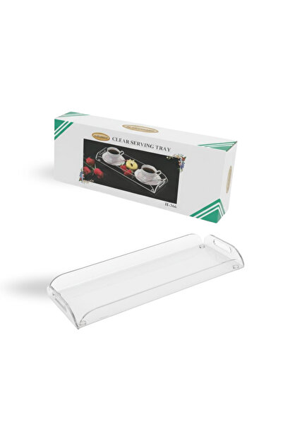 ALKHANBASHI Clear Acrylic Serving Tray with Handles – Modern Multipurpose Tab...