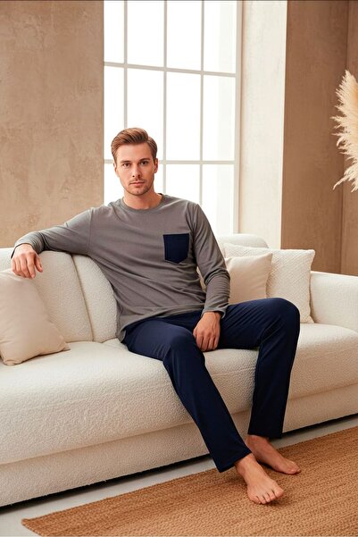 LİLA İÇ GİYİM Men's Interlock Winter Pajama Set