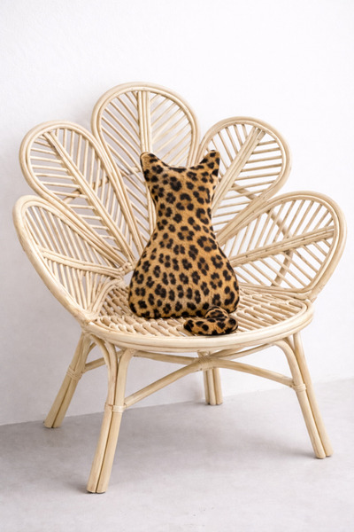 Ases Design Leopard Patterned Cat Shaped Decorative Pillow