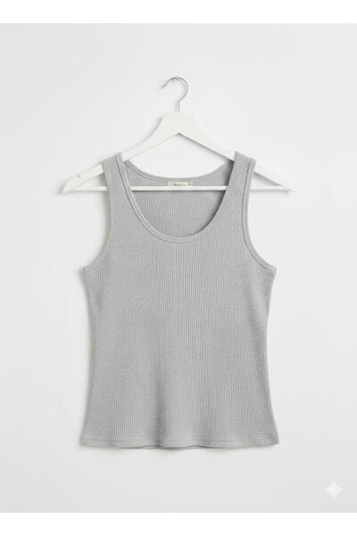 POLYMOOD Women's Gray Soft Textured Cotton Stretchy Round Neck Undershirt - A...