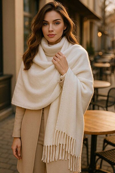 Swana Kadın Püsküllü Kalın Omuz Ve Şal Atkı