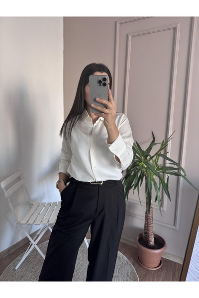 Poplin Kumaş Beyaz Gömlek