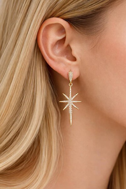 New Obsessions Gold Color Star Figured Steel Earrings
