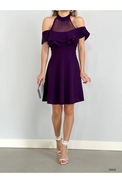 Modafeminen Rochie mini cu volane și detalii din tul 58838 VIOLET