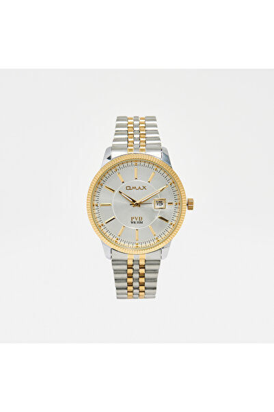 Omax Men's Silver & Gold Stainless Steel Strap Analog Wristwatch - 00OFD001N008