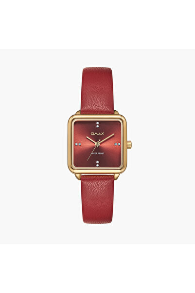 Omax Women's 28MM Red Analog Leather Strap Watch | UT-BS008G77S