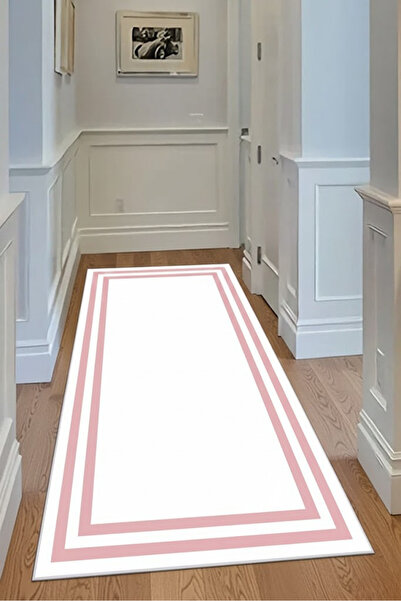 CENTER AVM Pembe Halı Yolluk Makinede Yıkanabilir Halı Kaymaz Taban Halı