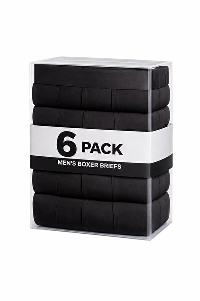 MATERIAL Мъжки удобни боксерки от еластичен памук, 6 броя, черни
