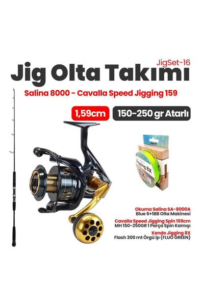 Okuma Cavalla Speed Jigging Spin 159cm 150-250gr Kamış- Salina SA-8000A Blue ...