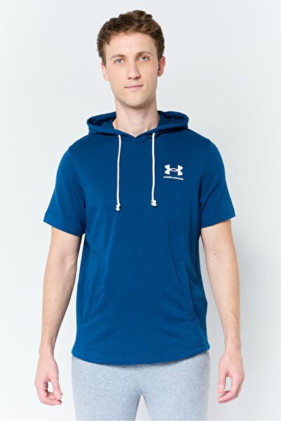 Under Armour Men Loose Fit Short Sleeve Outdoor Hoodie, Teal Blue