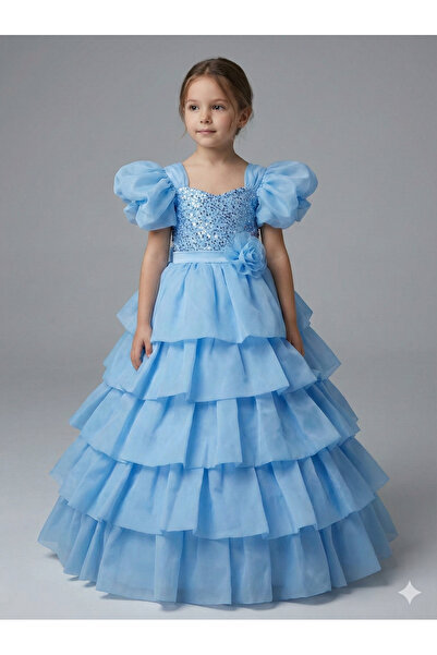 modallita فستان بناتي بتنورة بالون من التريلين