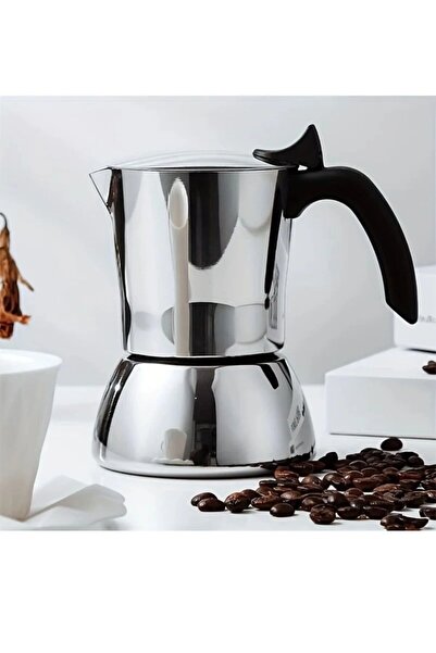 LUXURY Italian-style coffee maker made of 304 stainless steel, ideal for camp...