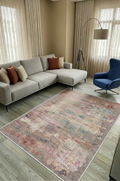 CENTER AVM Renkli Halı Salon Halısı Makinede Yıkanabilir Halı Kaymaz Taban Halı