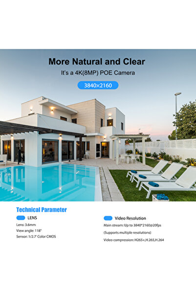 SV3C Cameră de supraveghere pentru interior/exterior Smart Detection, Smart Tracking cu detecție inteligentă a mișcării, Rezolutie Full HD IR/color Night, IP66 Waterproof