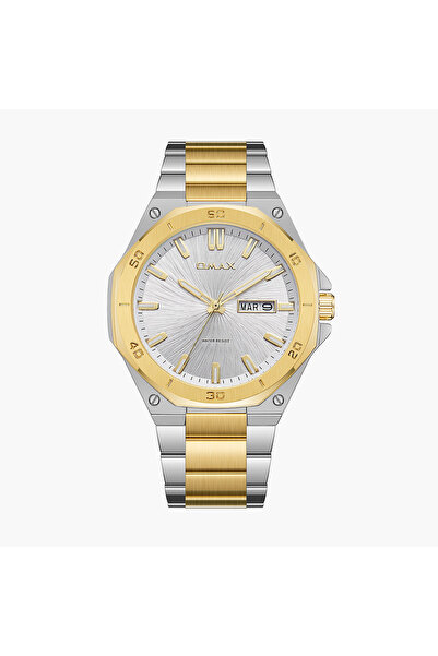 Omax ساعة رجالية من الفولاذ المقاوم للصدأ ثنائي اللون
