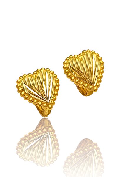 Hakan Güler Kuyumculuk Altın Kalp Model J Küpe –22 Ayar Görünümünde Tasarım