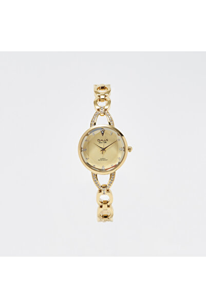 Omax Women's Gold Stainless Steel Strap Analog Wristwatch - 00JEC054Q001
