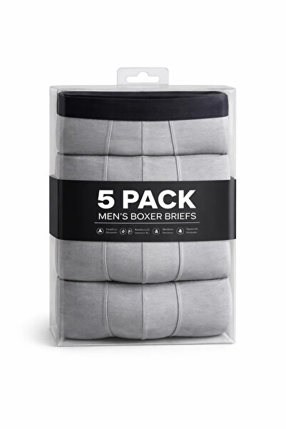 MATERIAL Boxeri pentru bărbați, din bumbac elastic, gri, pachet de 5