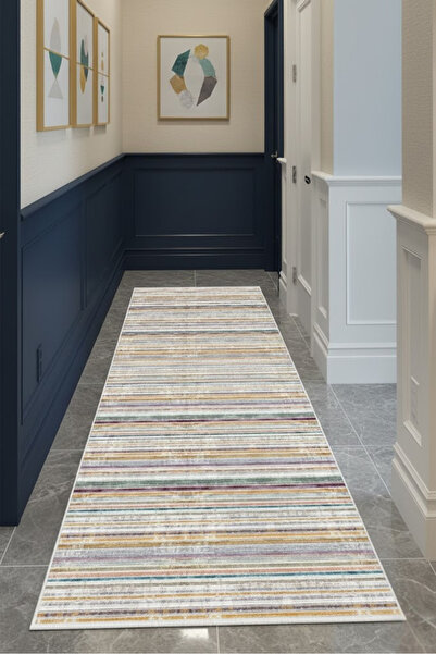 CENTER AVM Renkli Halı Yolluk Makinede Yıkanabilir Halı Kaymaz Taban Halı