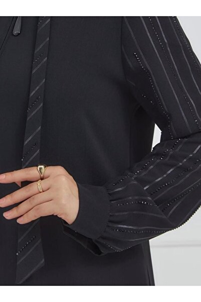 Butik Siyah Taşlı Ferace