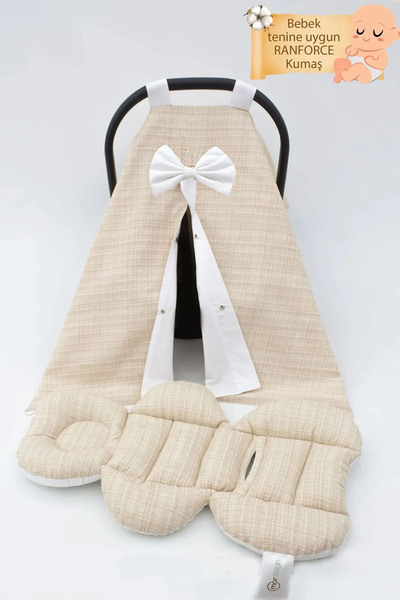 mordesign Ortopedik Bel Destekli Bebek Puset Minderi, Örtü 2'li Set, Gökkuşağ...