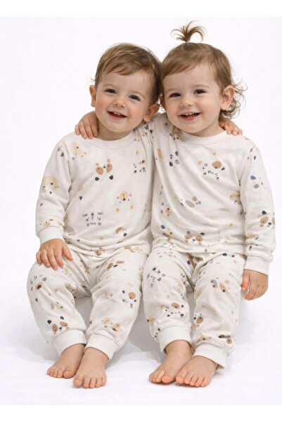 Emilakids Patterned Interlock Long Sleeve Unisex Pajama Set