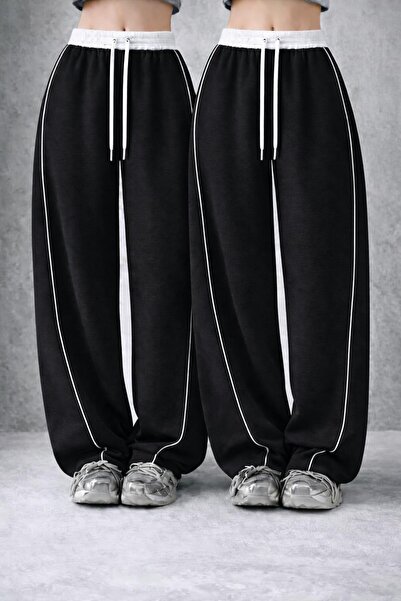 pandy Σετ 2 τεμαχίων Φόρμα Harajuku με λεπτομέρεια με φερμουάρ, Oversize, Ψηλ...